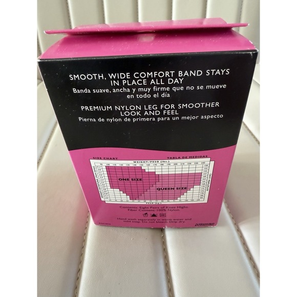 No Nonsense Comfort Top Knee Highs 8 Pair Value Pack TAN PLUS Size NC5 Sheer Toe - Picture 3 of 4